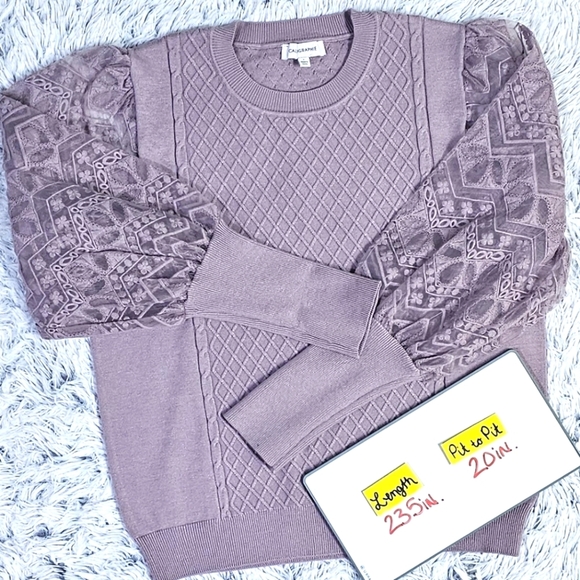 CALIGRAPHIE | BUTTER SOFT LACE PUFF SLEEVE KNIT SWEATER - Picture 16 of 16